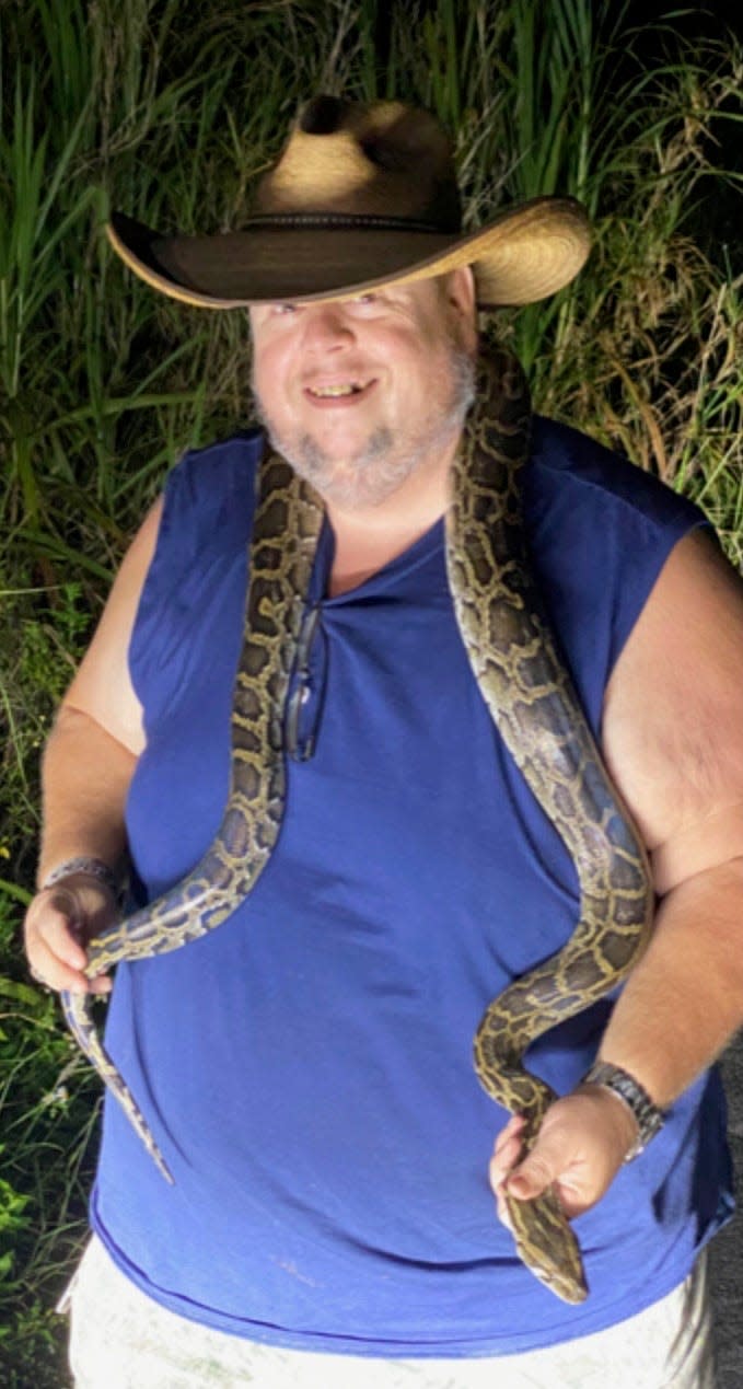 Writer, novelist, and python hunter Toby Benoit from Inverness.