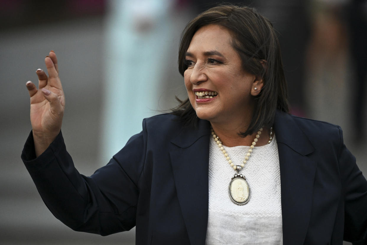 Xóchitl Gálvez en su llegada al Debate INE 2024. (YURI CORTEZ/AFP via Getty Images)