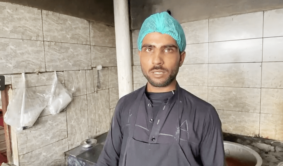 Habib Jan, 24, is working as a cook in Peshawar’s famous restaurant, famous for its delicious rice cooked in meat. He said he and his father were born in Peshawar but had never been to Afghanistan. “I am the only child of my parents. I married a Pakistani woman and had two children from her. We don’t have a single piece of land in Afghanistan and the second major problem is my wife doesn’t want to go to Afghanistan,” he said. (Mushtaq Yusufzai / NBC News)