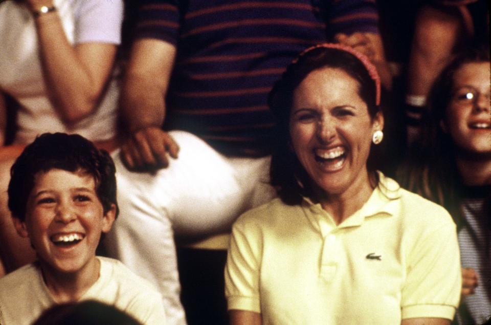 Oddly perceptive camper Aaron (Gideon Jacobs, left) and recently divorced arts and crafts counselor Gail (Molly Shannon) in a scene from 2001's "Wet Hot American Summer."