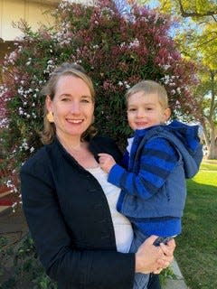 FSU alumna Aloura Charles, a writer, director and filmmaker, takes a photo with her five-year-old son Jasper Riley.