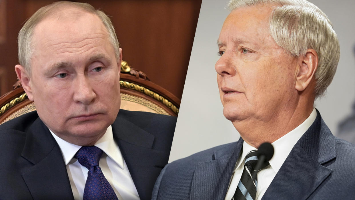 Russian President Vladimir Putin and Sen. Lindsey Graham. 