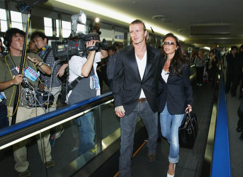 With David Beckham at New Tokyo International Airport on June 18, 2003 (Getty Images)