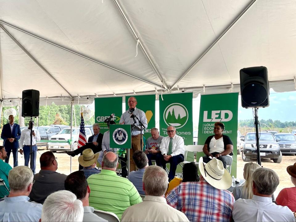 Gov. John Bel Edwards spoke at the Groundbreaking of the $110.5 million sawmill facility coming to Plain Dealing, Louisiana.