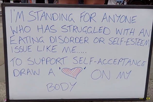 Woman Stands in Her Undies in Public to Spread a Powerful Message