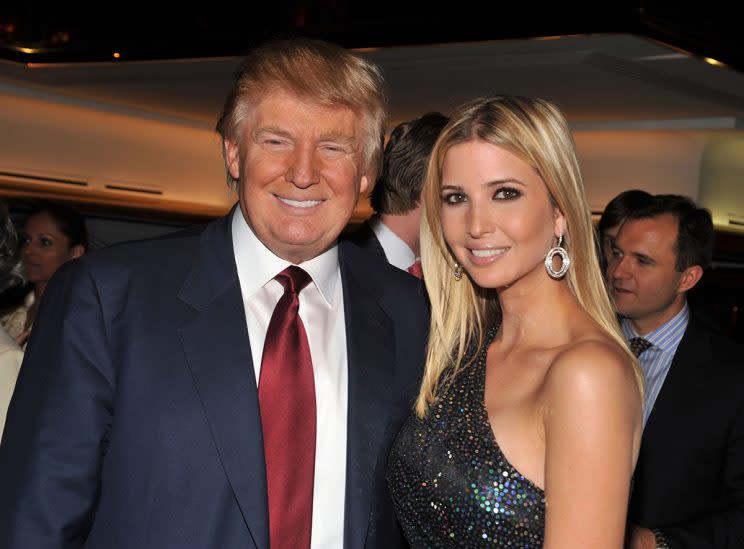 Donald Trump and daughter Ivanka Trump are all smiles. (Photo: Getty Images)