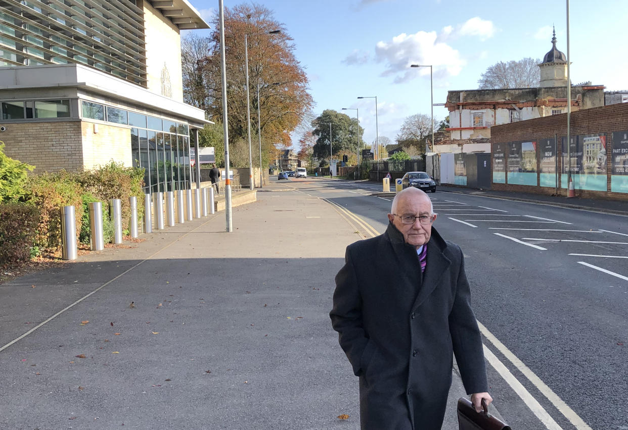 Patrick McLarry, 71, leaving Salisbury Crown Court after he pleaded guilty to defrauding the pension scheme of the Yateley Industries for the Disabled, the charity he ran, of ??250,000.