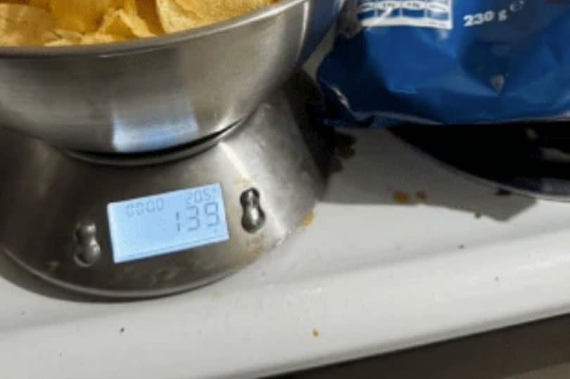 crisps being weighed