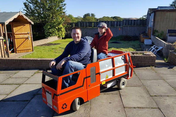 Mobility scooter to bin lorry