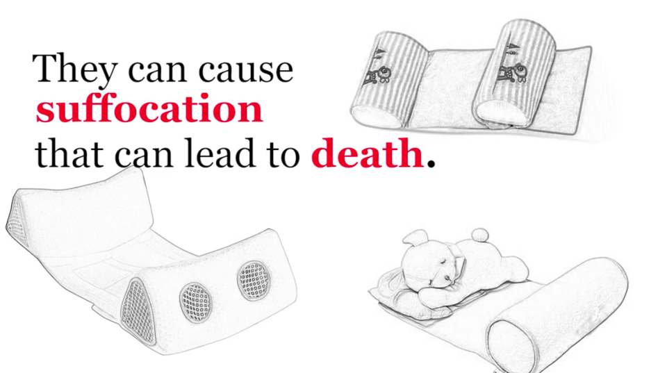 A safety video by the FDA warns sleep positioners can lead to suffocation [Photo: FDA]