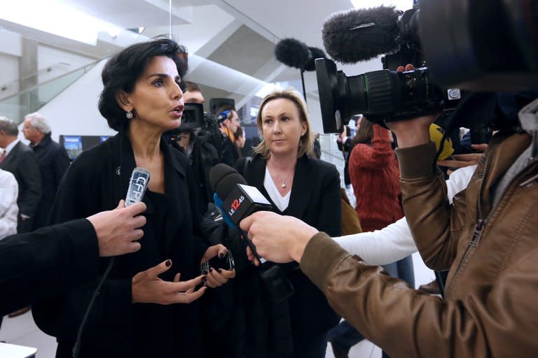 Former French justice minister Rachida Dati talks to the media in Paris on November 23, 2012. Dati, a 47-year-old single mother of North African origin, has thrown her into the ring to become mayor of the French capital