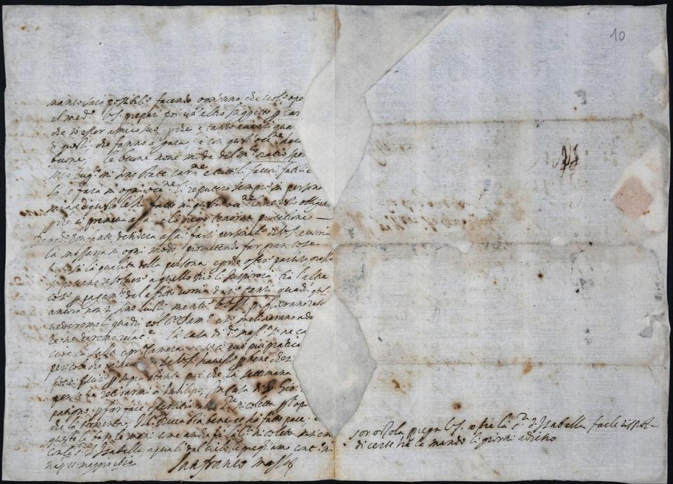 This letter from Lanfranco Massa to Marco Antonio Doria was discovered in the State Archives, and proved the painting’s provenance (National Gallery)