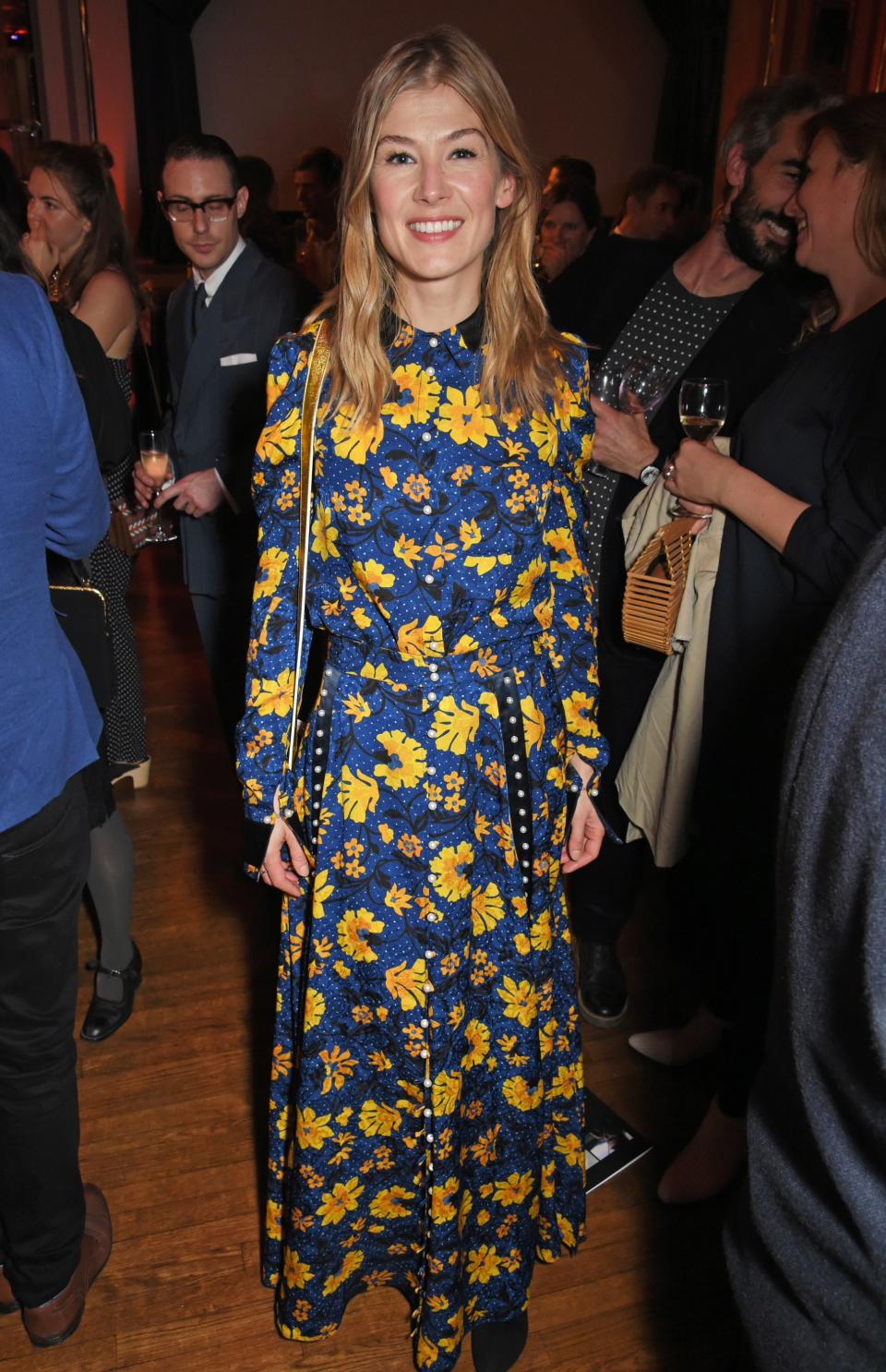 <p>WHO: Rosamund Pike</p> <p>WHAT: Altuzarra</p> <p>WHERE: After-party for <em>Three Billboards Outside Ebbing, Missouri,</em> London</p> <p>WHEN: October 15, 2017</p>