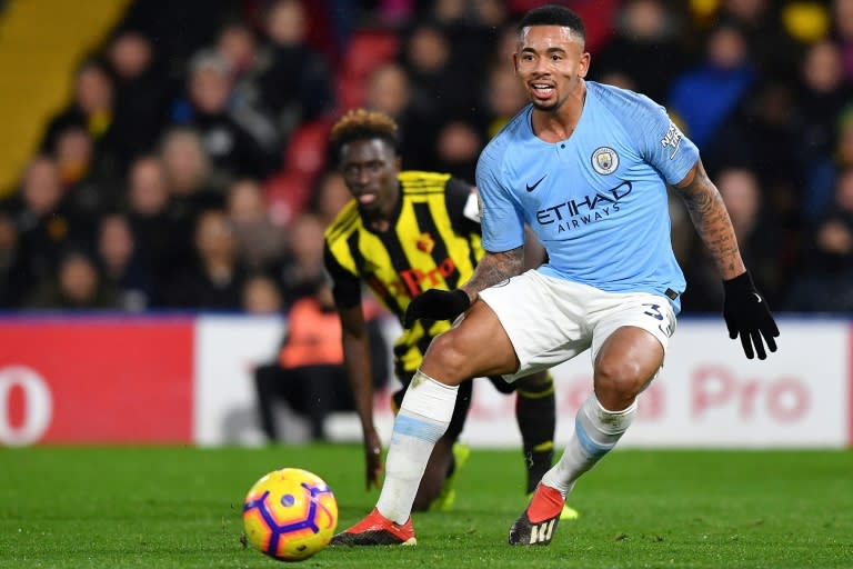 Manchester City forward Gabriel Jesus (right) has only scored one Premier League goal this season