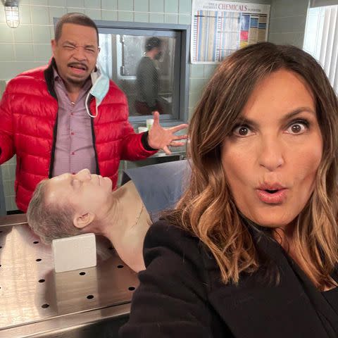 <p>Elvis Duran/Instagram</p> Elvis Duran with Ice-T and Mariska Hargitay on the set of 'Law & Order: SVU.'