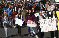 <p>Students march from the White House to the U.S. Capitol in Washington, U.S., as they join thousands of students across the country walking out of classes to demand stricter gun laws March 14, 2018. (Photo: Jim Bourg/Reuters) </p>