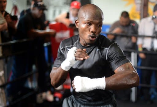 US boxer Timothy Bradley during a media workout at Fortune Gym in Los Angeles on May 29. In Bradley, Manny Pacquiao says he'll be facing a younger, "hungry" fighter