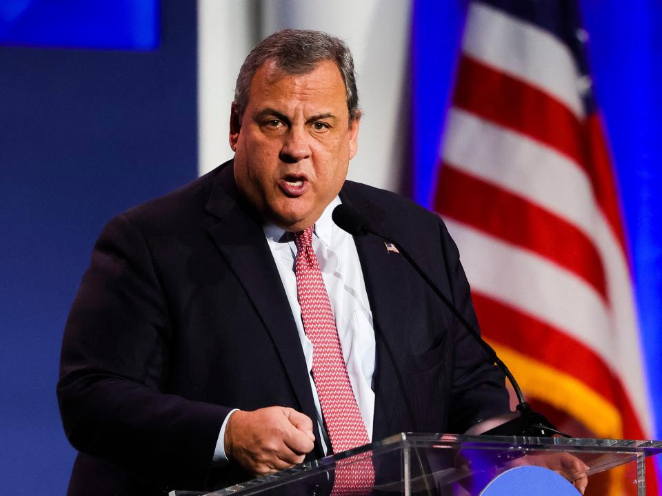 Former Governor of New Jersey Chris Christie speaks at the Republican Jewish Coalition Annual Leadership Meeting in Las Vegas, Nevada, on November 19, 2022.