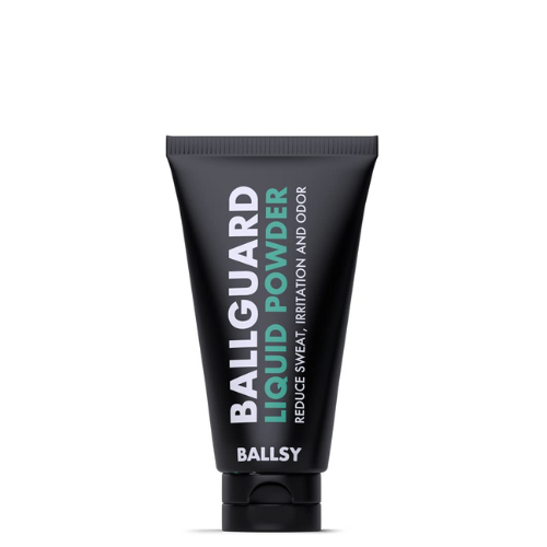 tube of Ballsy's Ballguard Liquid Powder against white background