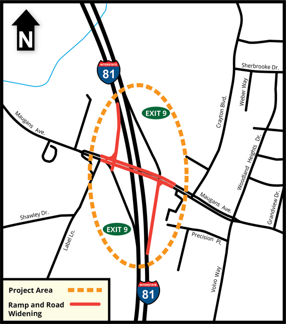 A yearlong $4 million ramp widening and signalization project, starting in September 2023, will improve safety, reduce congestion and increase mobility at the Interstate 81 interchange with Maugans Avenue, according to the Maryland State Highway Administration.