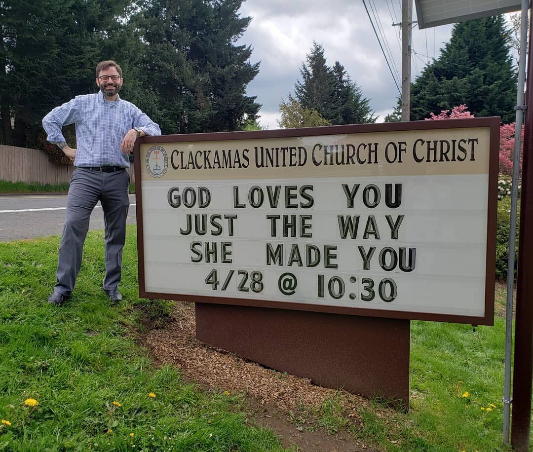 Rev. Adam Ericksen of Clackamas United Church of Christ says he's spreading God's word through love for all. (Photo: Facebook/Clackamas United Church of Christ, Milwaukie, OR)