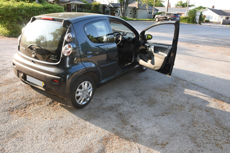 Timothy Brehmer's grey Citroen car in which Claire Parry died. (PA/Dorset Police)