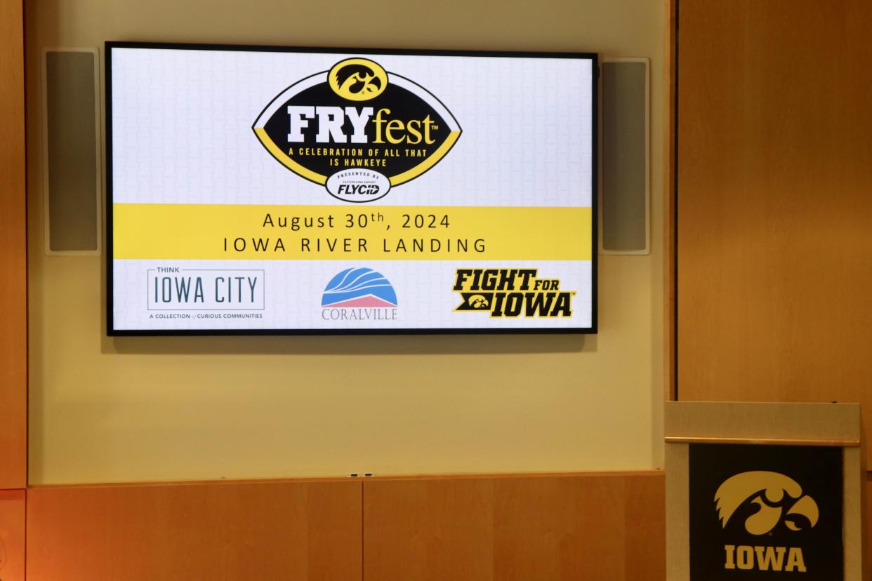 A general view before a FRYfest press conference at the University of Iowa Athletics Hall of Fame on Thursday, June 6, 2024, in Iowa City, Iowa.