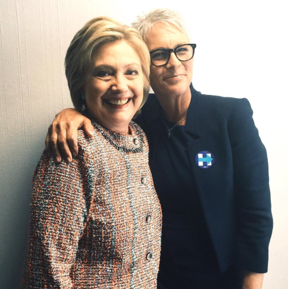 Hillary Clinton and Jamie Lee Curtis