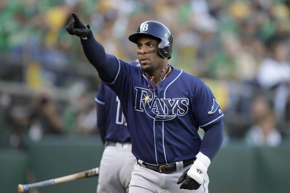 Yandy Diaz led the Rays to victory in AL wild-card game with historic performance. (AP Photo/Ben Margot)