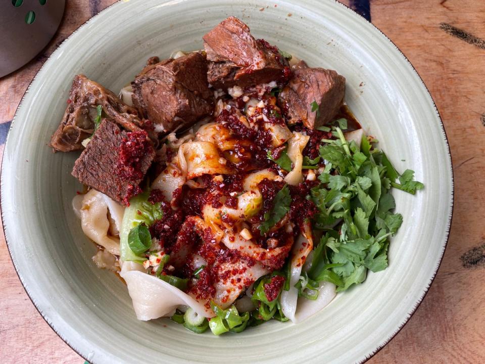 Braised beef with hand-stretched noodles at Wen Cheng in Schönhauser Allee (Sean Russell)