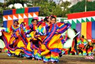 Zamboanga city is marketed as Asia's Latin city. One of the highlights of the Hermosa Festival is the street dance competition participated by different schools, held a day before the actual fiesta, October 12. Dancers are dressed in the traditional Hispanic costumes; they are seen in Flamenco dresses, Fallera dresses, ruffled skirts, butterfly sleeve, mantilla, peineta comb, barong, and sombrero cordobés. (Photo by Gael Hilotin)