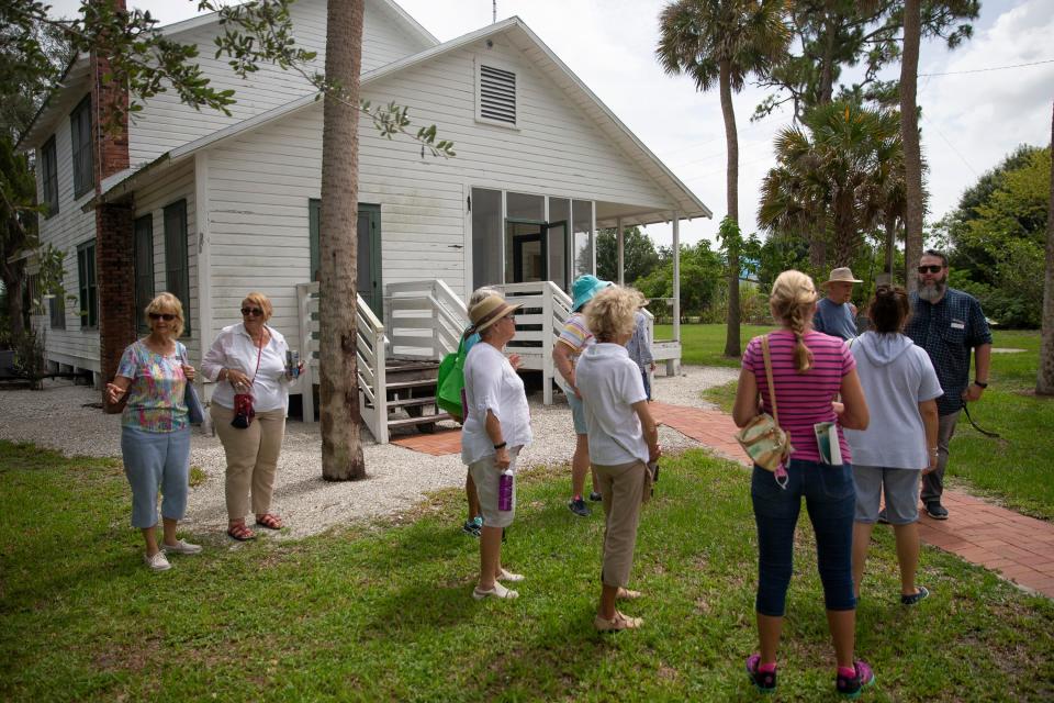 Museum manager Brent Trout, at far right, provides a tour of the Roberts Ranch family home to members  of the Calusa Garden Club of Marco Island, Tuesday, June 15, 2021, at the Immokalee Pioneer Museum at Roberts Ranch.