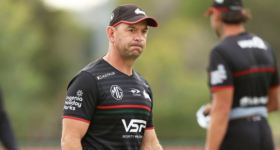 Jason Demetriou is reportedly fighting to save his job as Rabbitohs coach. Pic: Getty