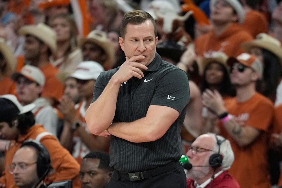 Iowa State coach T.J. Otzelberger observes the first-half action against Texas on Tuesday in Austin.