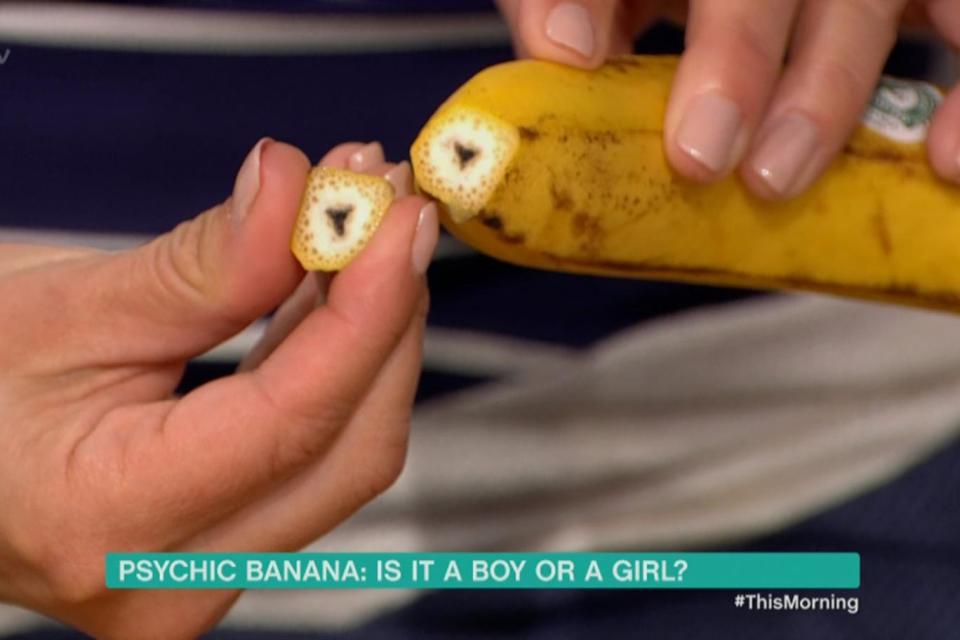 It's a boy: Holly Willoughby turns to a psychic banana for answers (ITV)