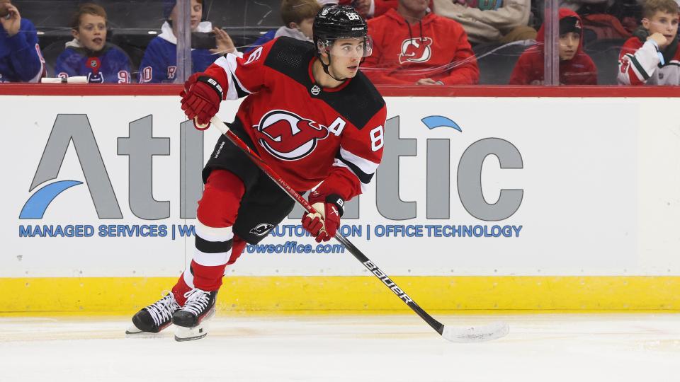 Jack Hughes is the engine behind the New Jersey Devils' incredible power play. (Andrew Mordzynski/Icon Sportswire via Getty Images)
