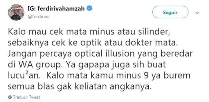 Respuesta al reto de un oftalmólogo indonesio llamado Ferdiriva Hamzah.