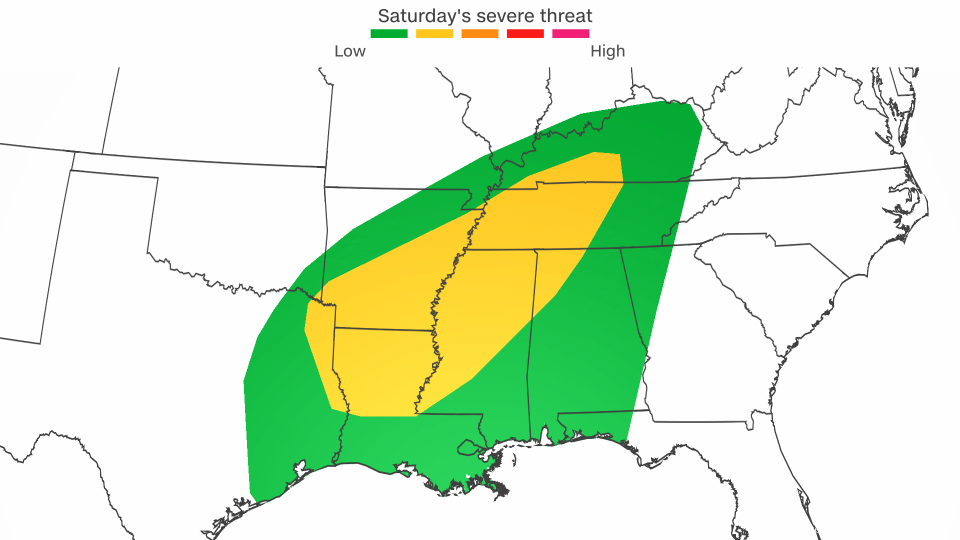 Severe thunderstorms are possible across the southern and eastern US on Saturday. - CNN Weather