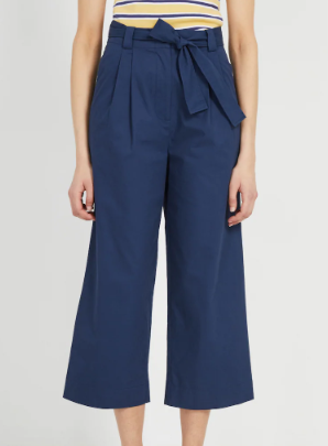 Good Cotton Super High-Waisted Belted Pants in Dark blue