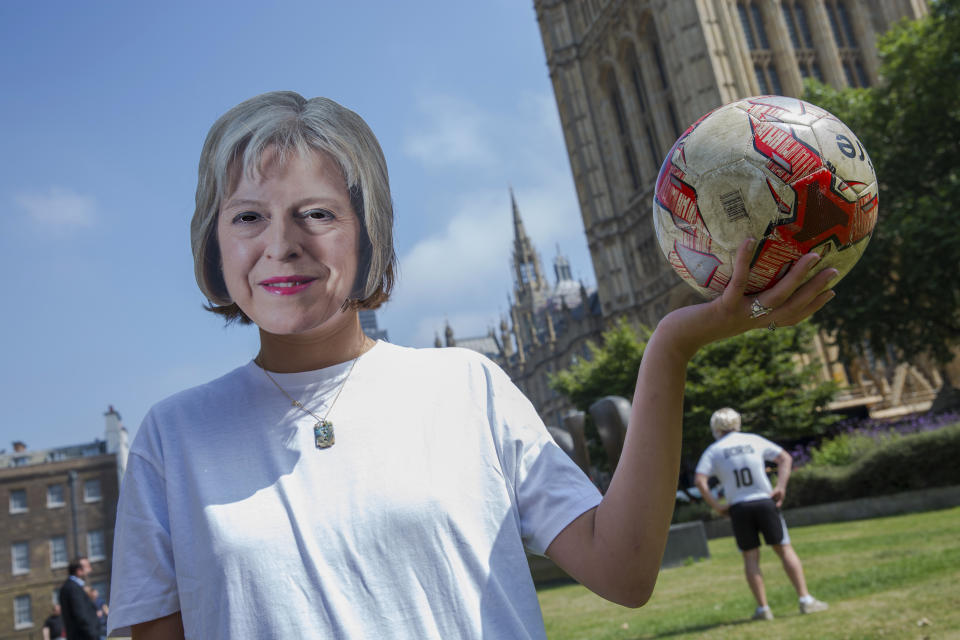 A protest by anti-Brexit campaigners, People’s Vote, outside Parliament (Getty)