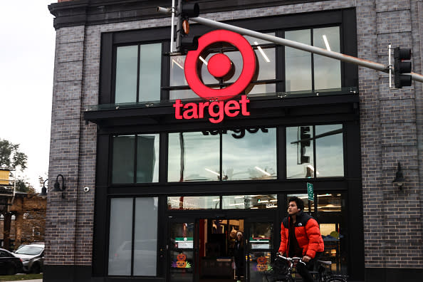 Target store logo sign is seen in Chicago, United States, on October 16, 2022. (Photo by Beata Zawrzel/NurPhoto via Getty Images)