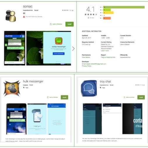 Some of the apps affected on the Google Play Store. Photo: Lookout