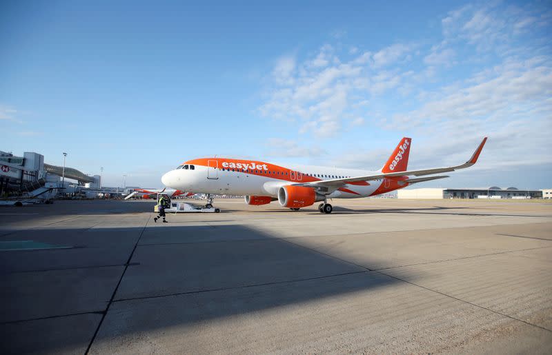 FILE PHOTO: EasyJet restarts its operations amid the coronavirus disease (COVID-19) outbreak at Gatwick Airport, in Gatwick