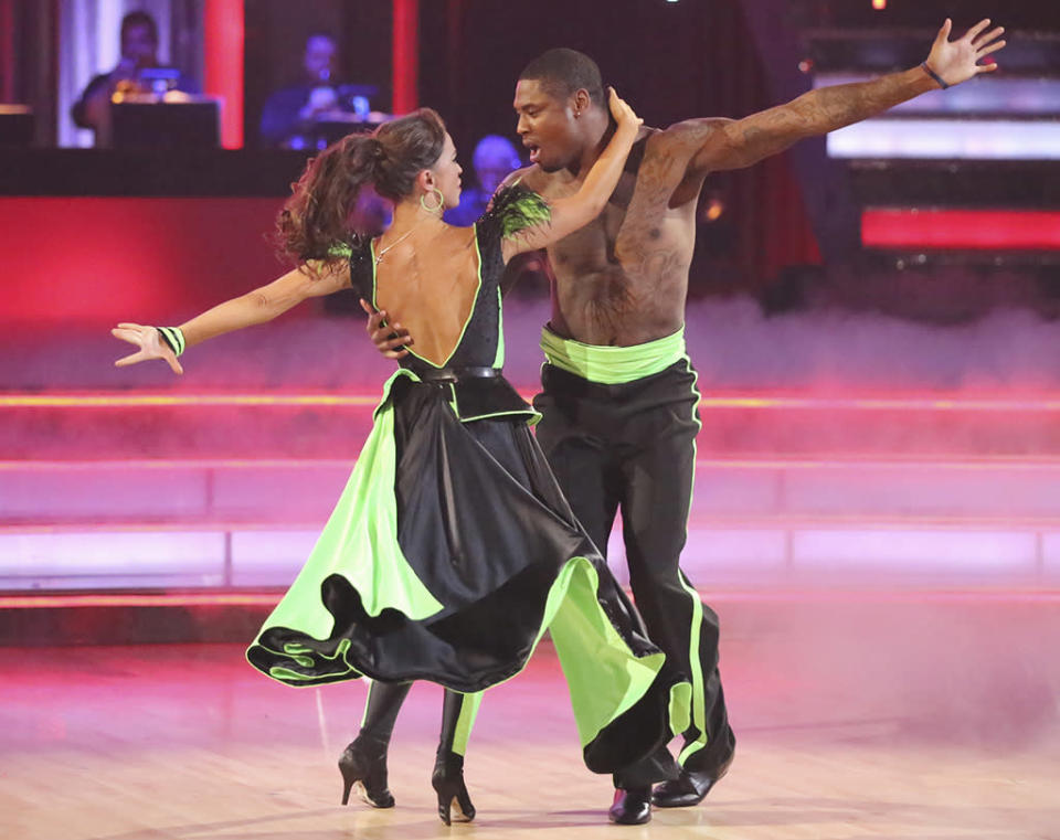 Karina Smirnoff and Jacoby Jones perform on "Dancing With the Stars."