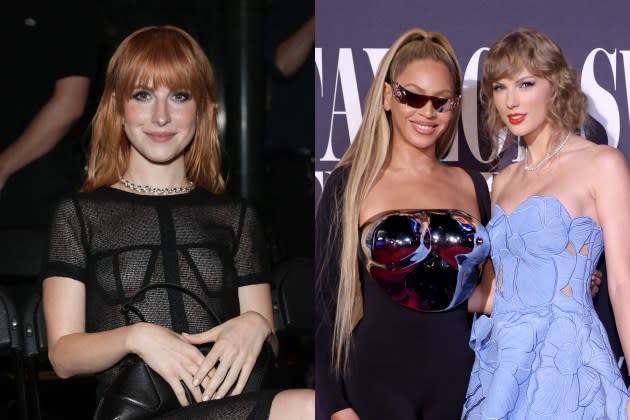 Hayley Williams; Beyoncé and Taylor Swift - Credit: John Nacion/Getty Images; John Shearer/Getty Images for TAS