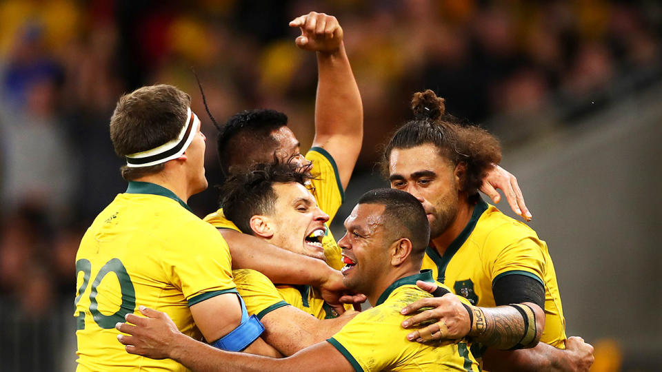 The Wallabies scored a record win against New Zealand in the first Bledisloe Cup Test in Perth.