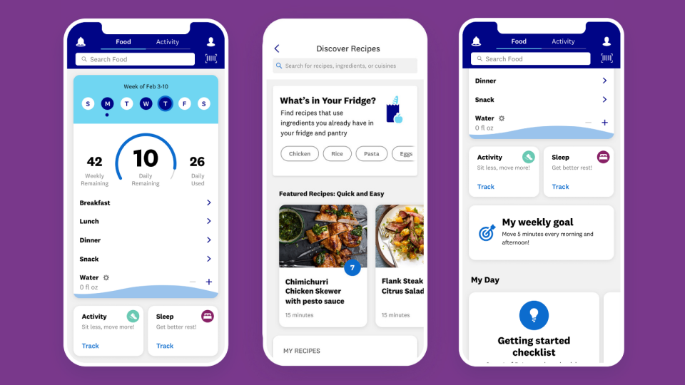 On WeightWatchers, you track everything you eat and drink, as well as your workouts on the app or website.