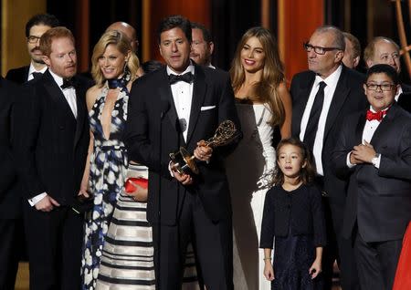 Executive producer Steven Levitan accepts the award for Outstanding Comedy Series for "Modern Family" during the 66th Primetime Emmy Awards in Los Angeles, California August 25, 2014. REUTERS/Mario Anzuoni