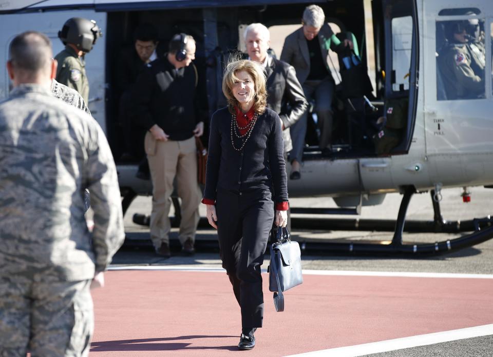 Newly appointed U.S. ambassador to Japan Kennedy arrives at Yokota Air Base on the outskirts of Tokyo