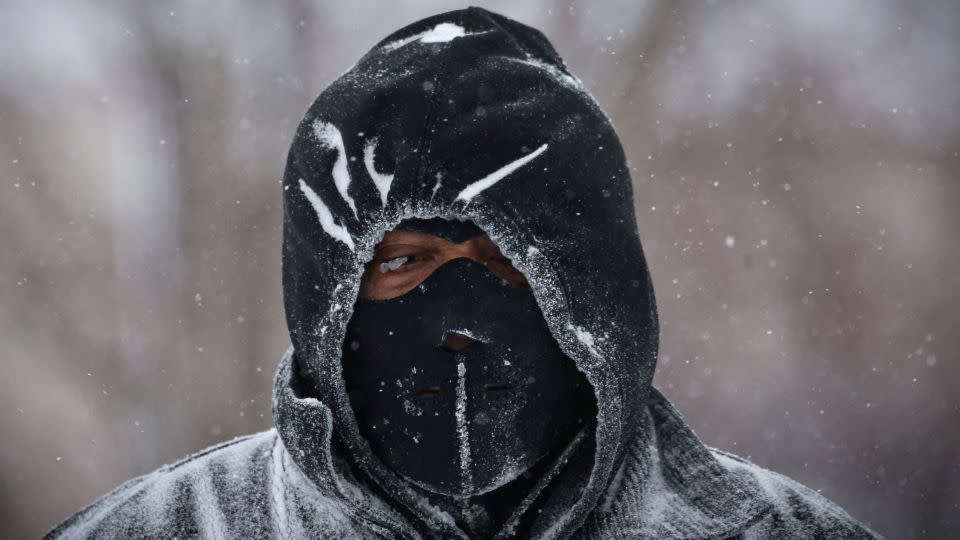 A snowy, cold scene in Des Moines, Iowa, on January 13, 2024. - Brendan McDermid/Reuters